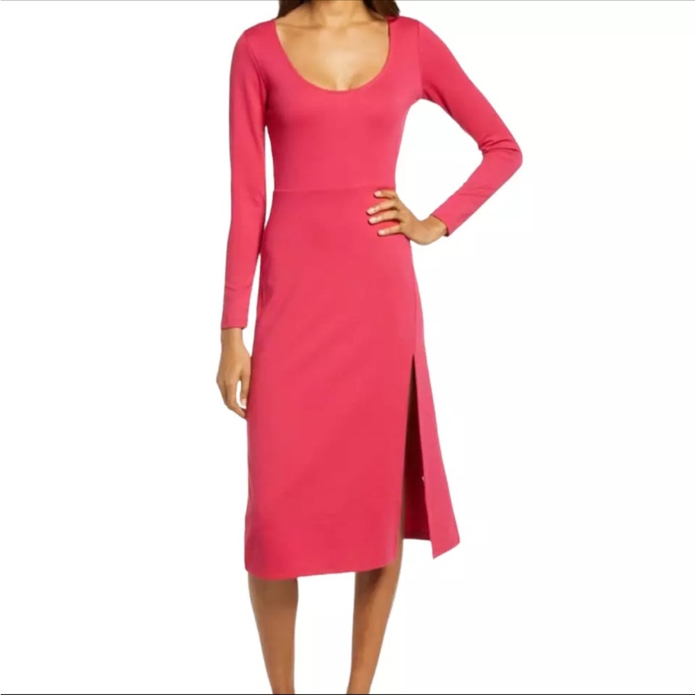 Long sleeve pink women dress - Picture 1 of 3